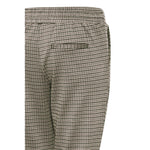Back view of ICHI Beige Polyester Pant showcasing stylish design and texture.