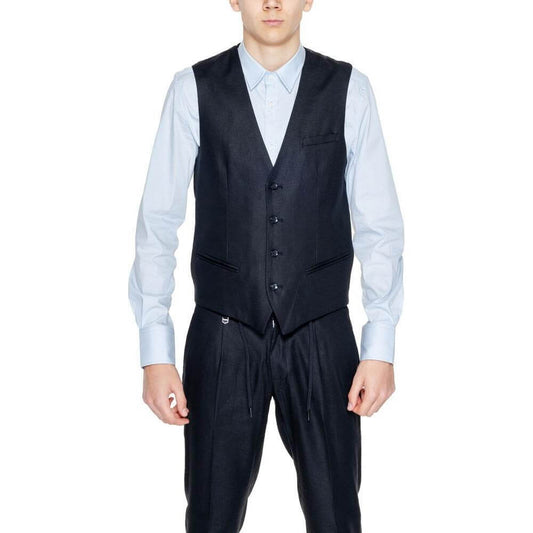 Antony Morato Black Linen Waistcoat AN-13372500009-IT48 | M