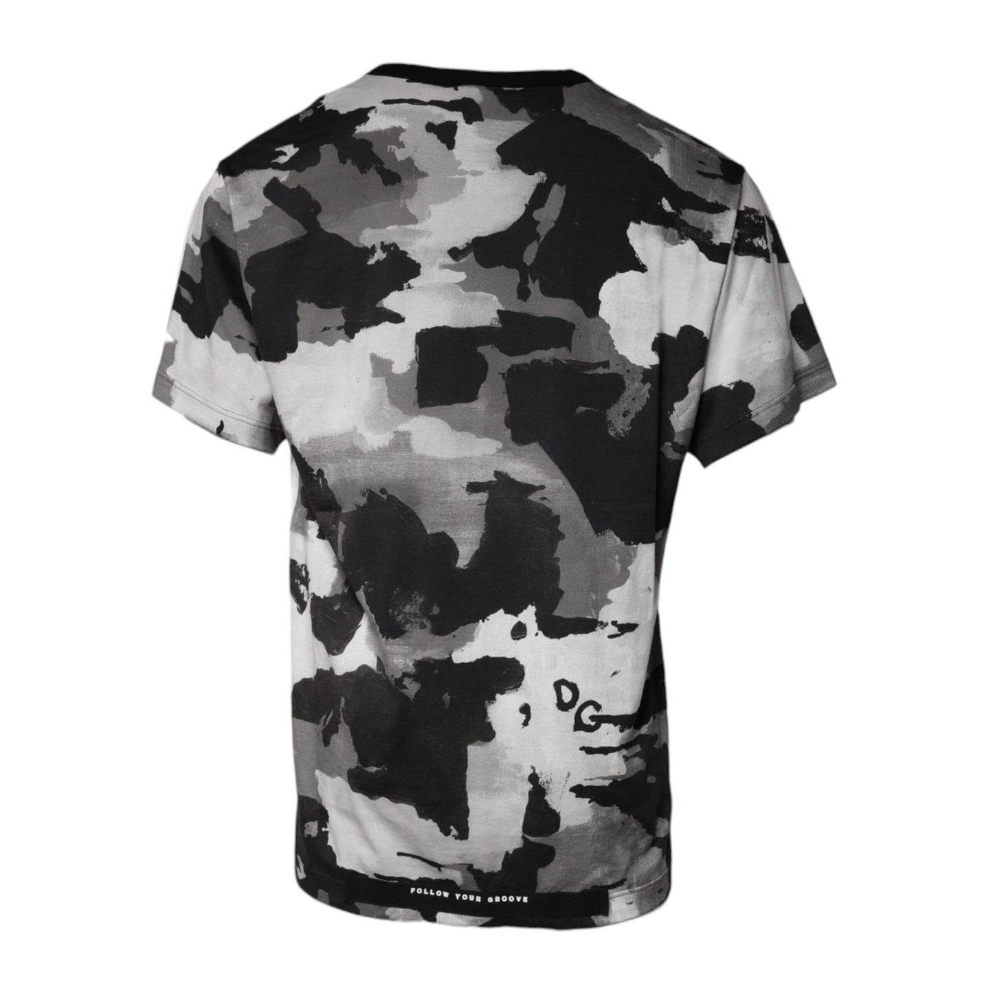 Dolce & Gabbana White Camouflage Cotton Round Neck T-shirt