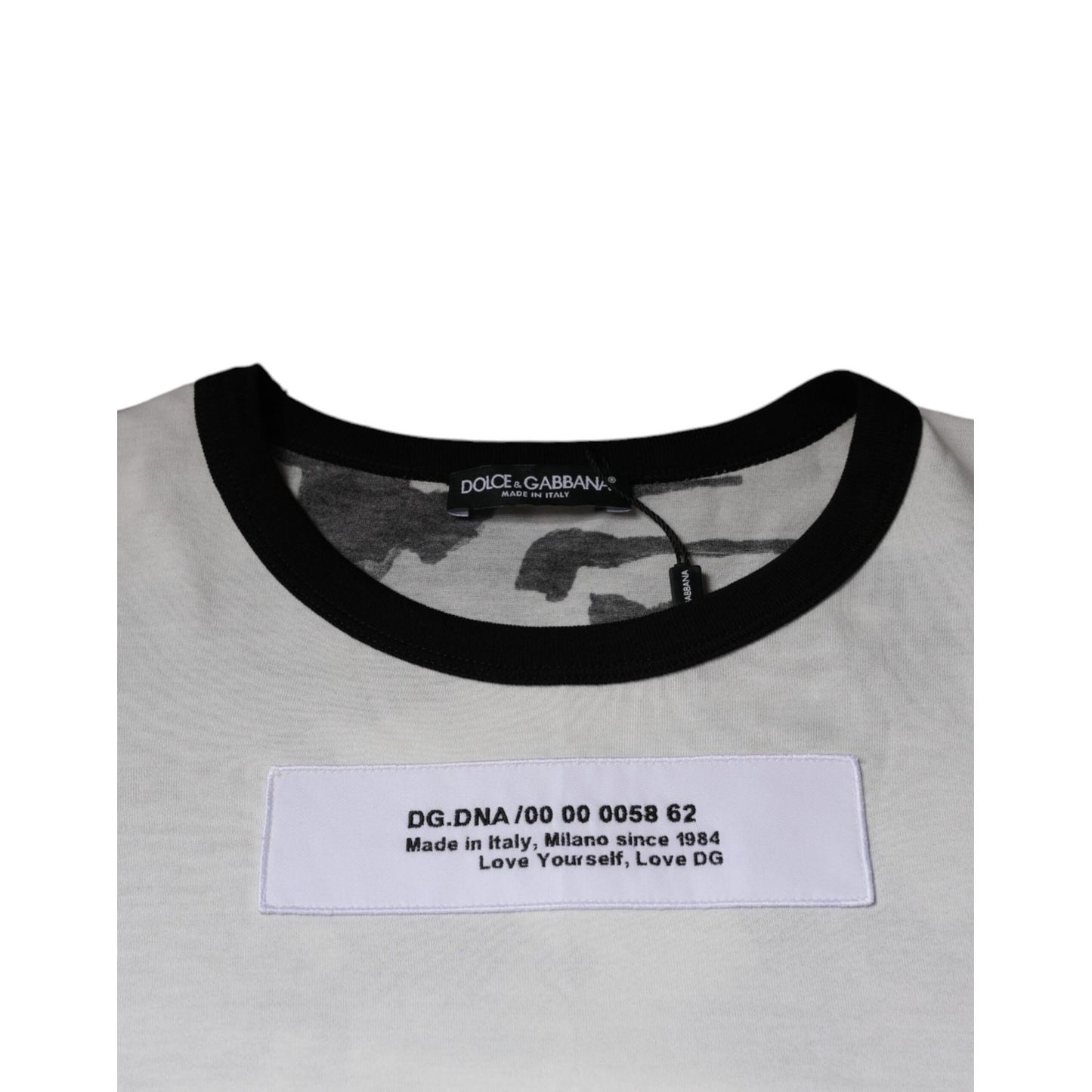 Dolce & Gabbana White Camouflage Cotton Round Neck T-shirt