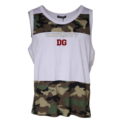 Dolce & Gabbana White Camouflage Tank Sleeveless T-shirt