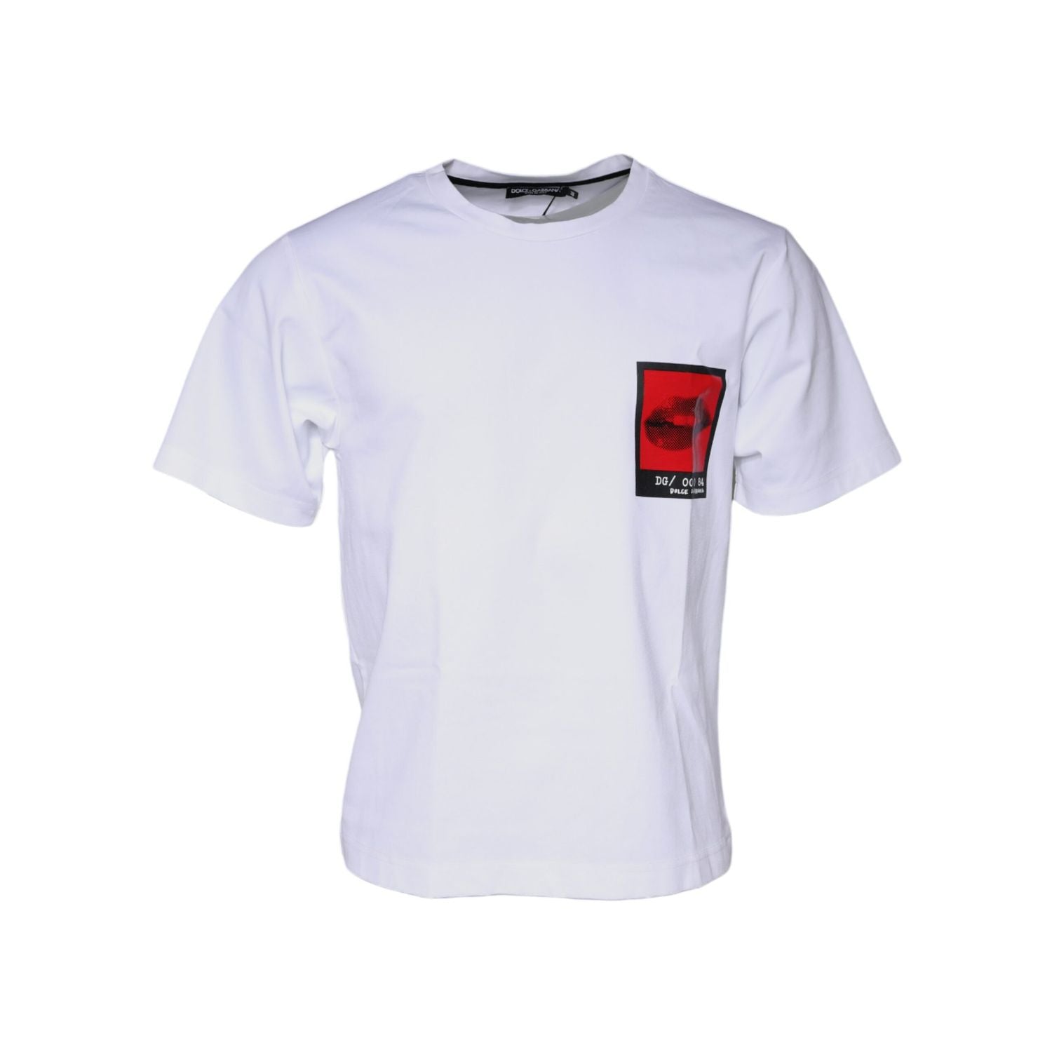 Dolce & Gabbana White Red Lips Print Cotton T-shirt