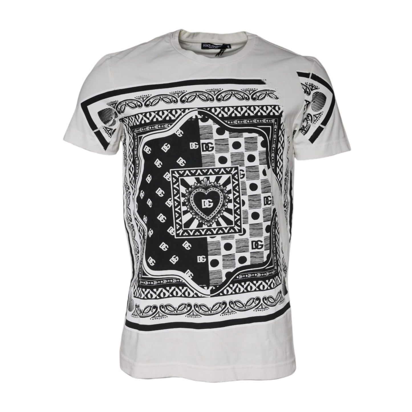 Dolce & Gabbana White Bandana Print Cotton Short Sleeves T-shirt