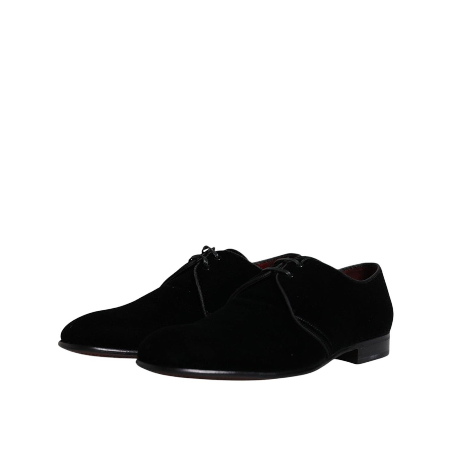 Dolce & Gabbana Black Velvet Leather Lace Up Derby Shoes