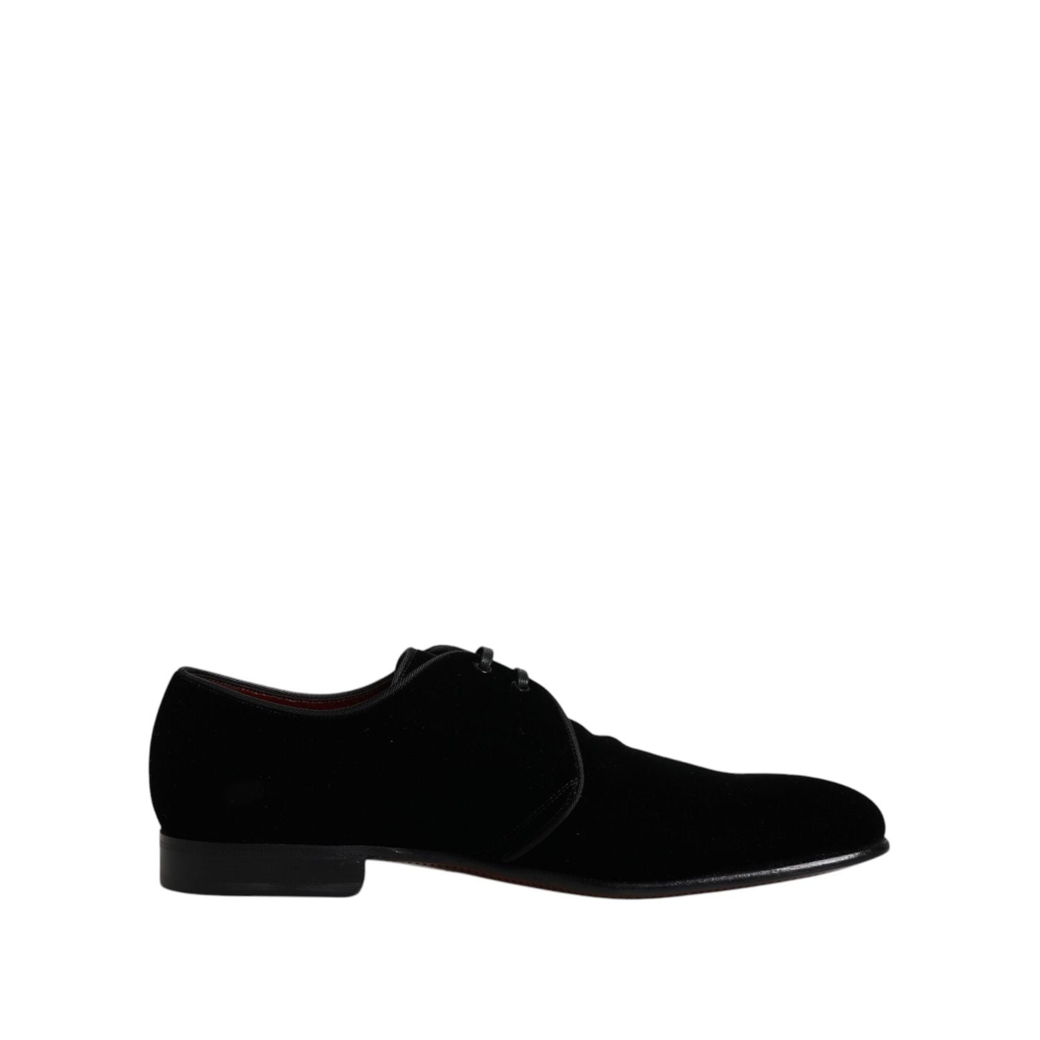 Dolce & Gabbana Black Velvet Leather Lace Up Derby Shoes