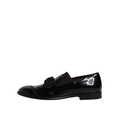 Dolce & Gabbana Black Leather Loafers Men Formal Dress Shoes
