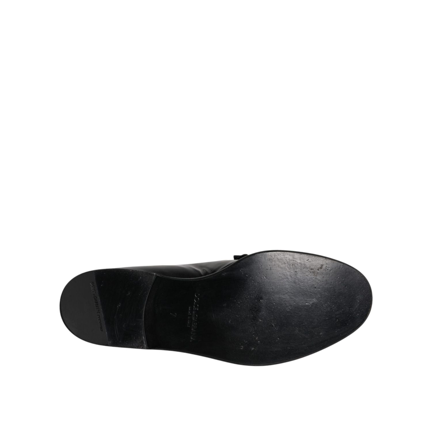 Dolce & Gabbana Black Leather Loafers Men Formal Dress Shoes