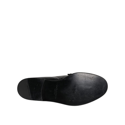 Dolce & Gabbana Black Leather Loafers Men Formal Dress Shoes