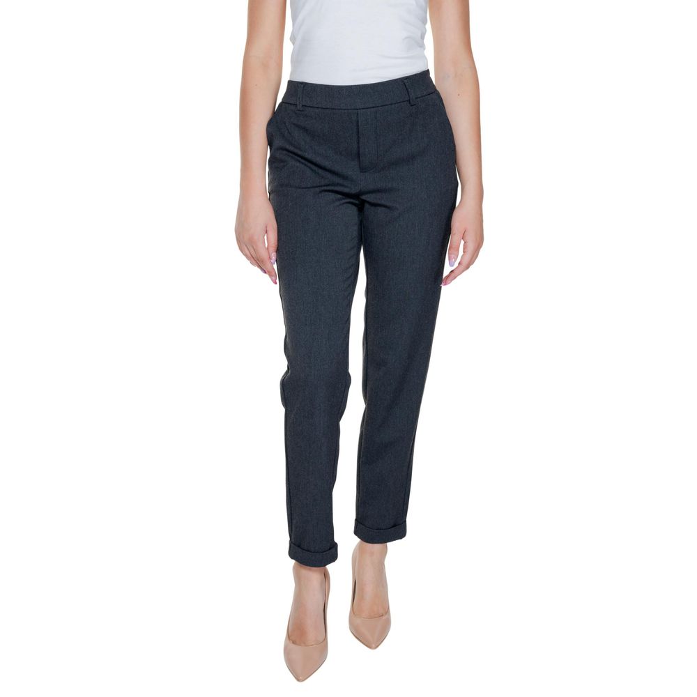 Vero Moda Gray Polyester Pant for women, regular spring/summer collection with viscose and elastane blend, stylish and comfortable fit.