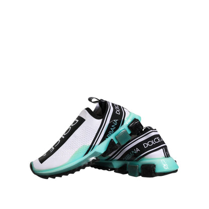 Dolce & Gabbana White Blue Sorrento Slip On Sneakers Shoes