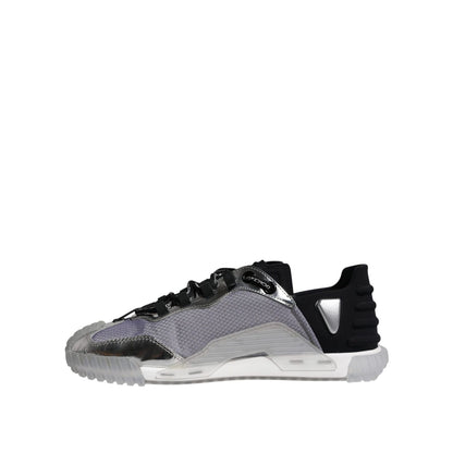 Dolce & Gabbana Silver Black Nylon NS1 Low Top Sneakers Shoes