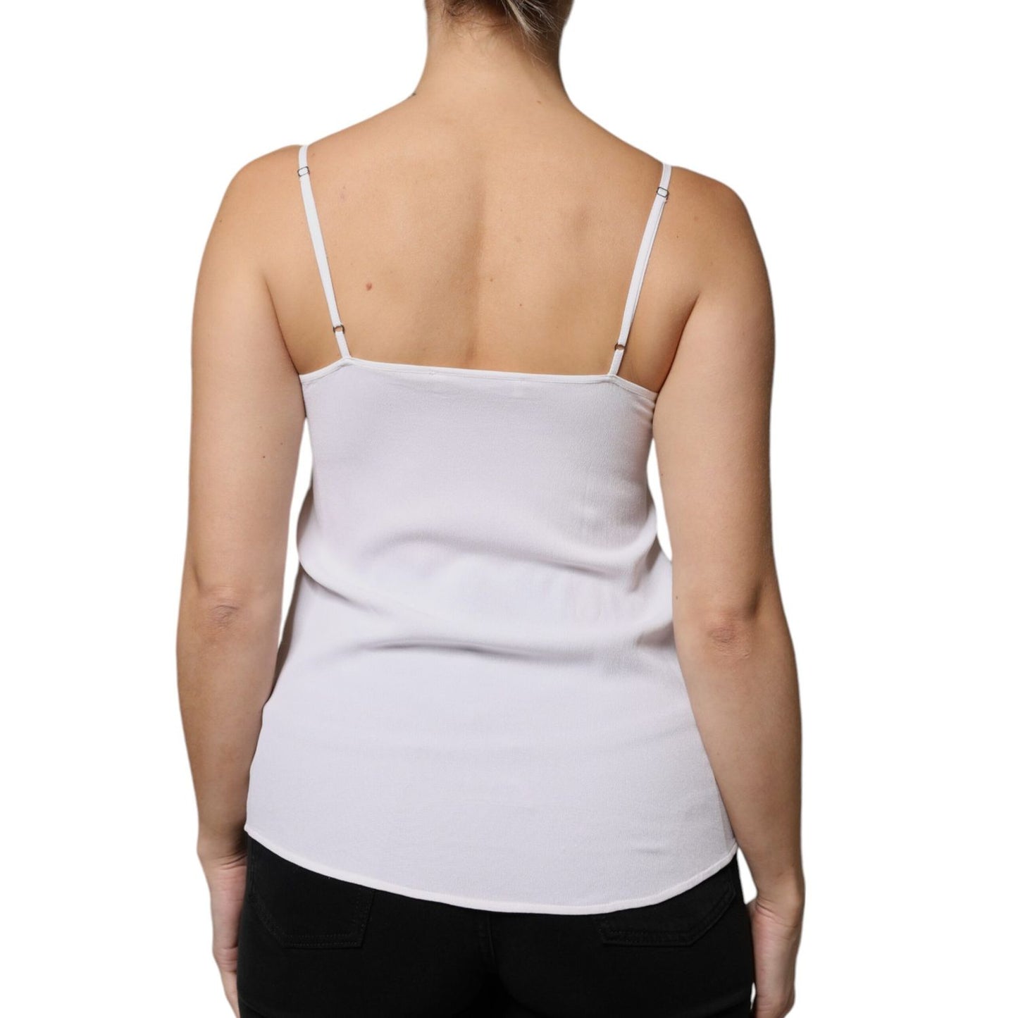 Fabiana Filippi White Spaghetti Strap Sleeveless Tank Top