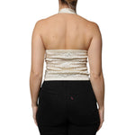 L'Autre Chose Off White Silk Sleeveless Buttoned Halter Top