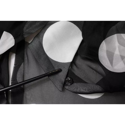 Dolce & Gabbana Black White Polka Dots Silk Long Sleeves Top