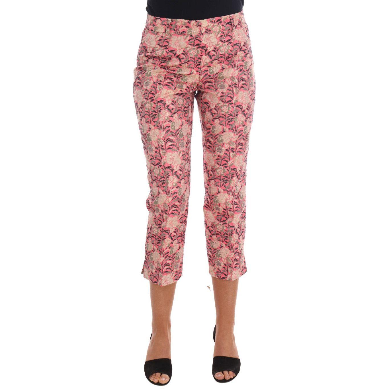 Dolce & Gabbana Pink Floral Brocade Capri Pants
