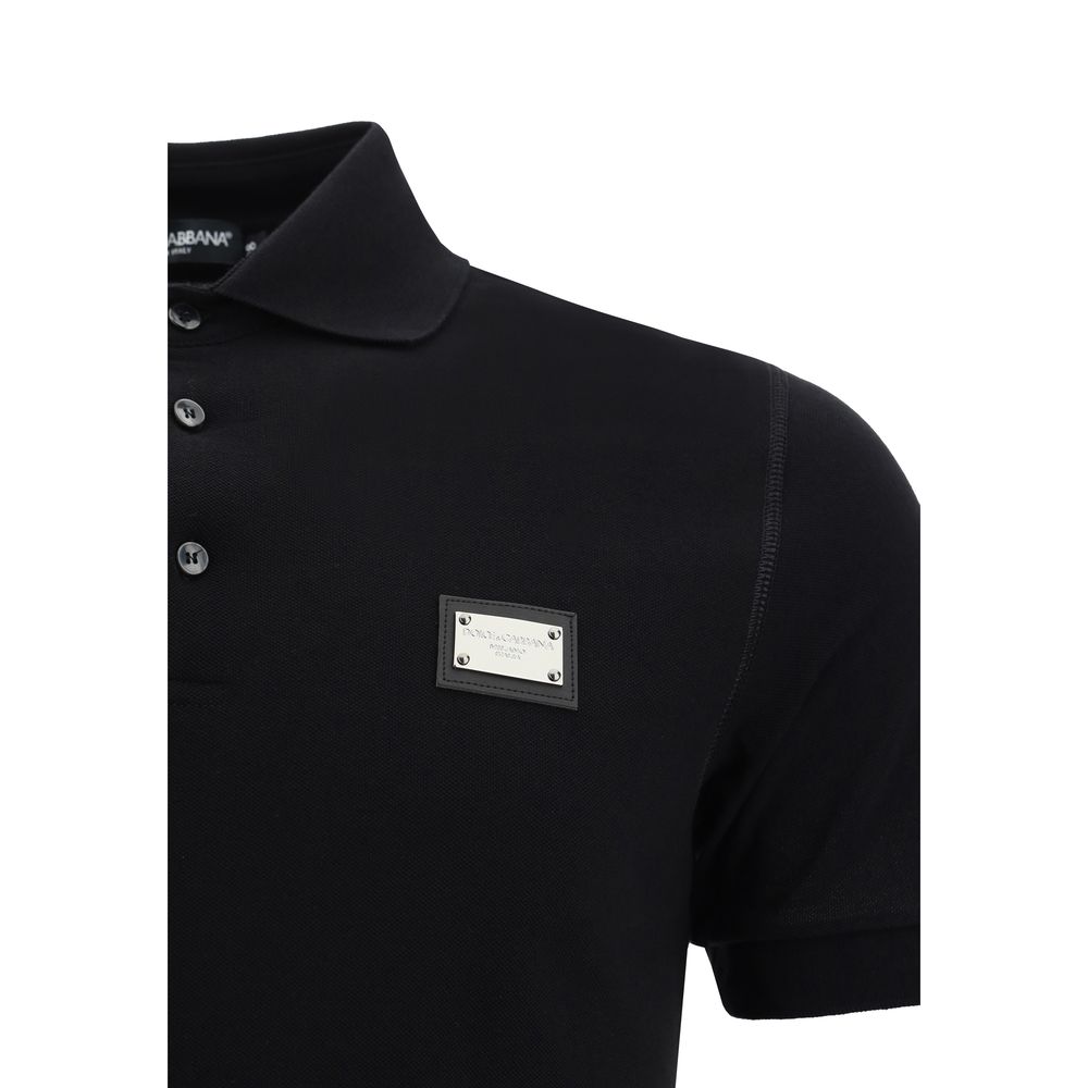 Dolce & Gabbana Black Cotton Polo Shirt