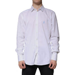 Dolce & Gabbana White Cotton Long Sleeve GOLD Dress Shirt
