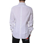 Dolce & Gabbana White Cotton Long Sleeve GOLD Dress Shirt