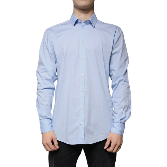Dolce & Gabbana Light Blue Cotton Slim Fit MARTINI Dress Shirt