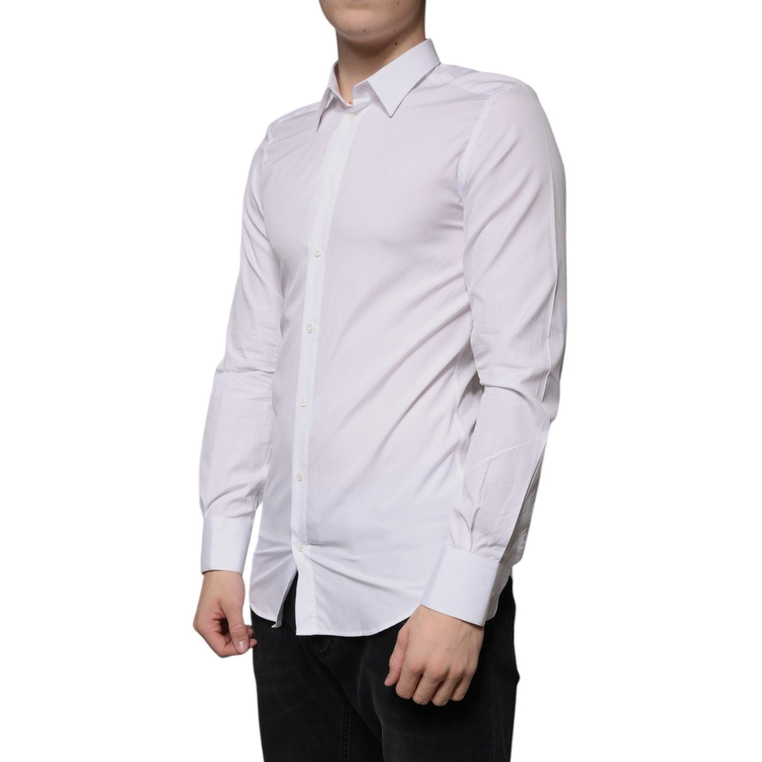 Dolce & Gabbana White Cotton Formal Men GOLD Dress Shirt