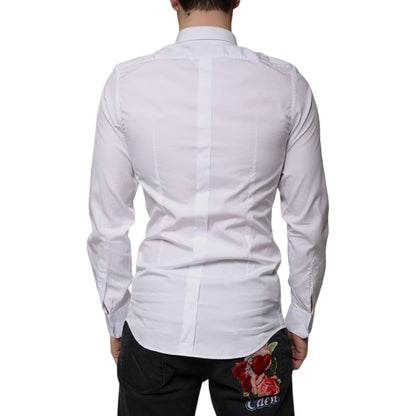 Dolce & Gabbana White Cotton Formal Men GOLD Dress Shirt