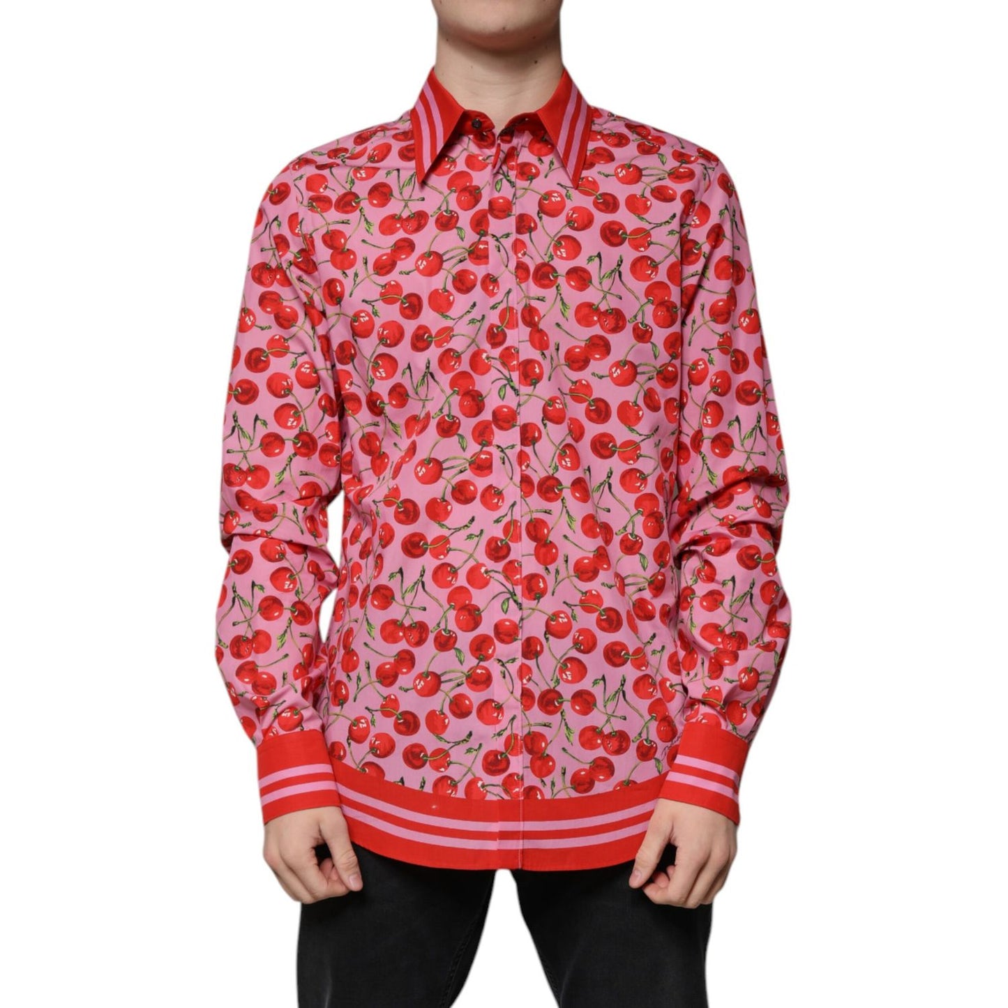 Dolce & Gabbana Pink Cherry Cotton Formal MARTINI Dress Shirt