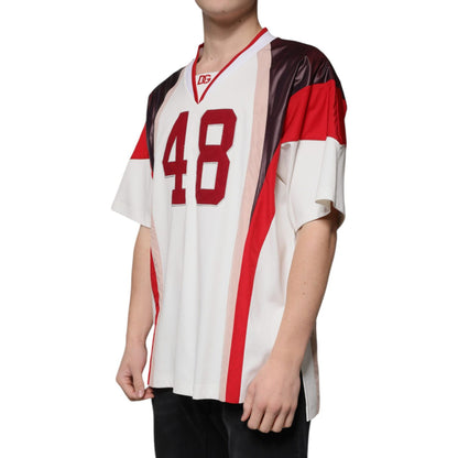 Dolce & Gabbana Multicolor Logo Jersey Cotton V-neck T-shirt