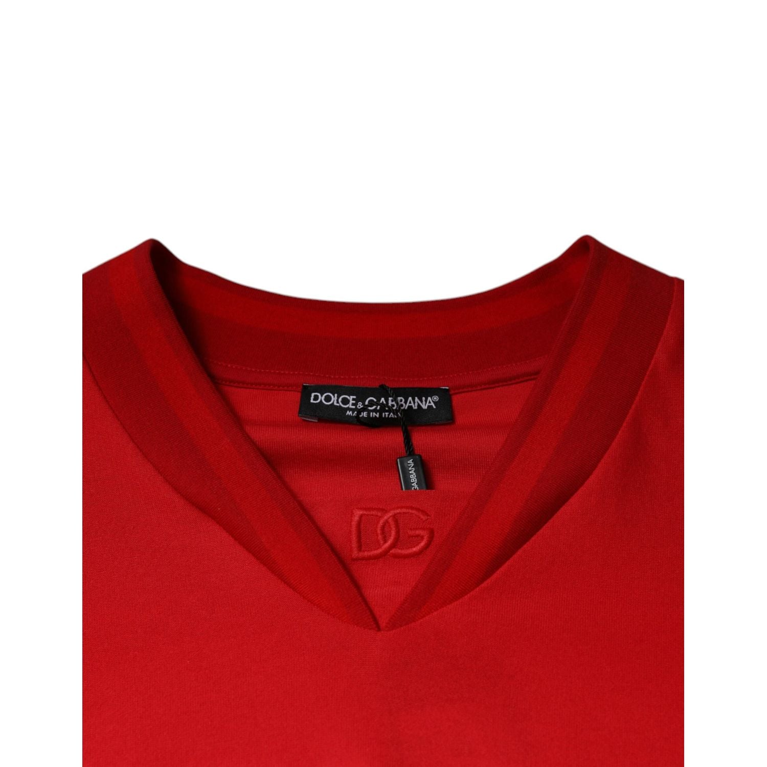 Dolce & Gabbana Red Cotton V-neck Short Sleeves T-shirt