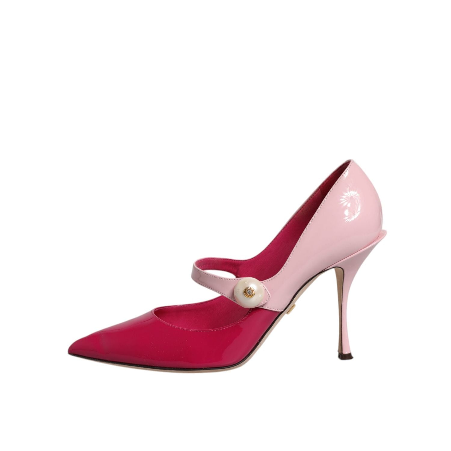 Dolce & Gabbana Two Tone Pink Leather Mary Jane Heels Pumps Shoes