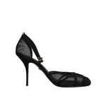Dolce & Gabbana Black Mesh Ankle Strap Heels Pumps Shoes
