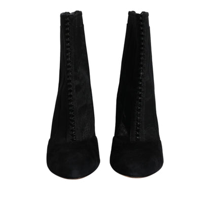 Dolce & Gabbana Black Mesh Stiletto Heels Ankle Boots Shoes