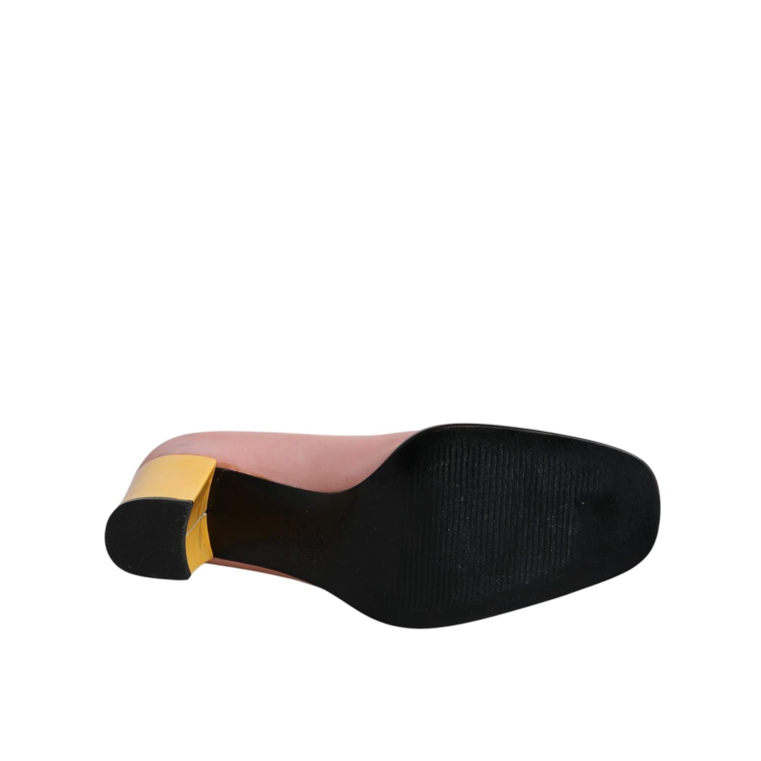 Dolce & Gabbana Pink Yellow Leather Block Heels Pumps Shoes