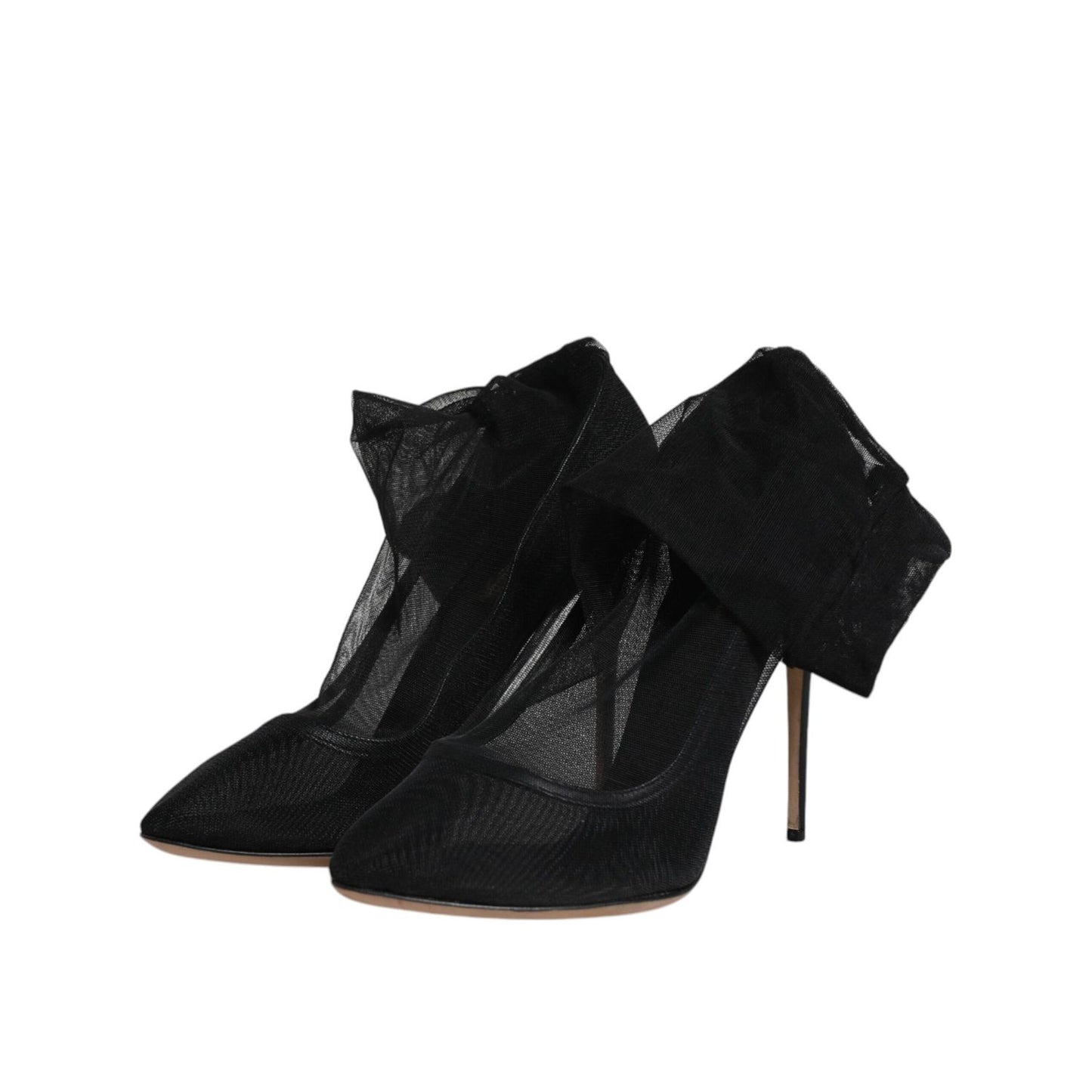 Dolce & Gabbana Black Nylon Mesh Sock Style Boots Shoes