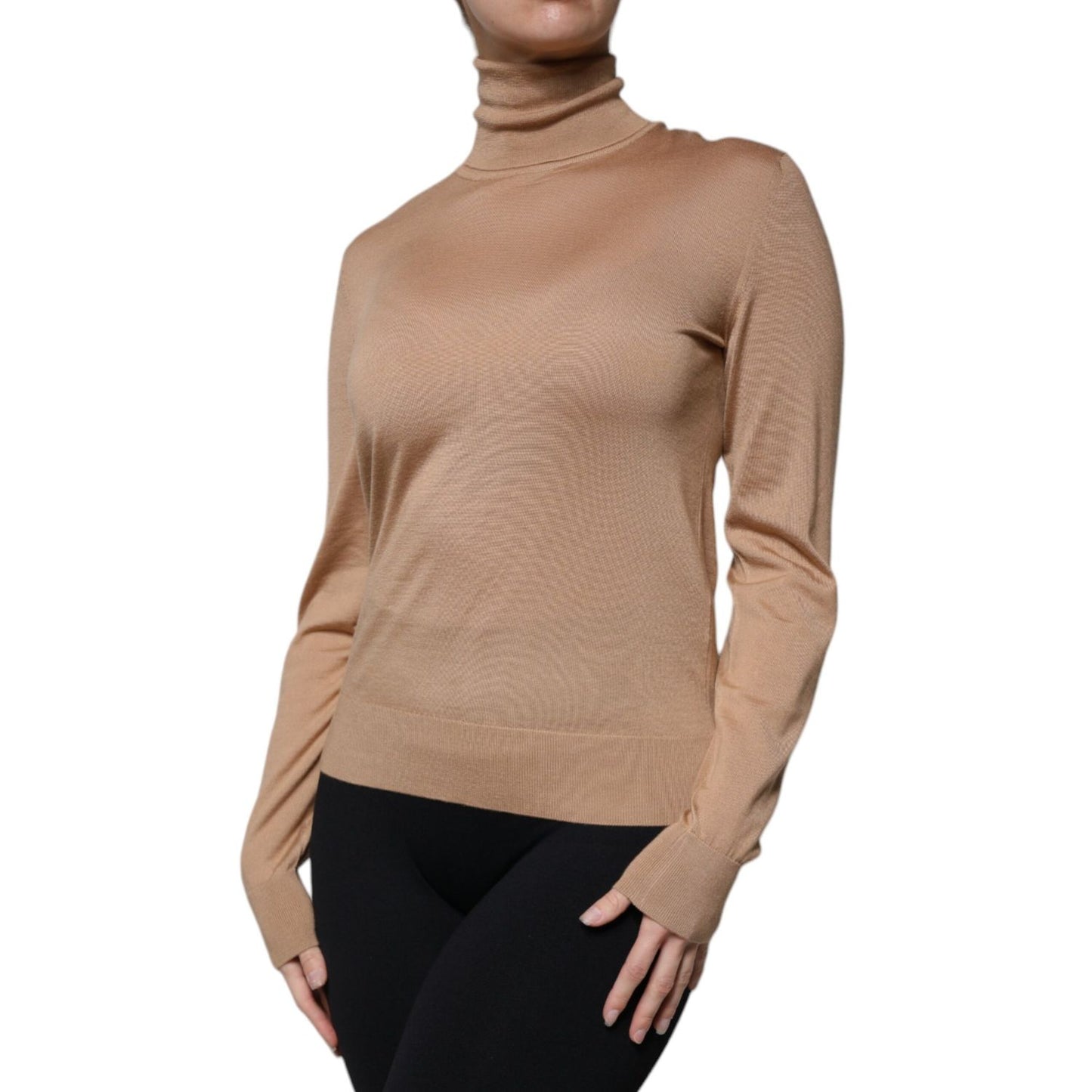 Dolce & Gabbana Brown Turtleneck Long Sleeve Pullover Sweater