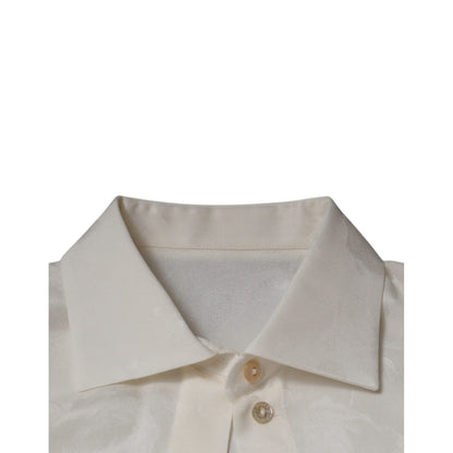 Dolce & Gabbana White Silk Collared Long Sleeves Shirt Top