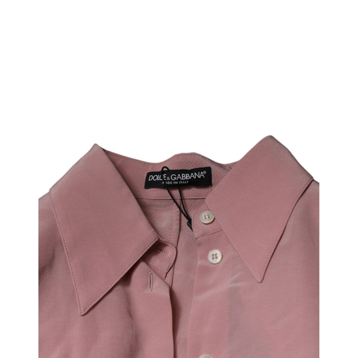 Dolce & Gabbana Pink Cotton Long Sleeves Collared Blouse Top