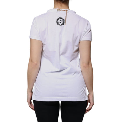 Dolce & Gabbana White Cotton Necklace Chain Short Sleeves T-shirt