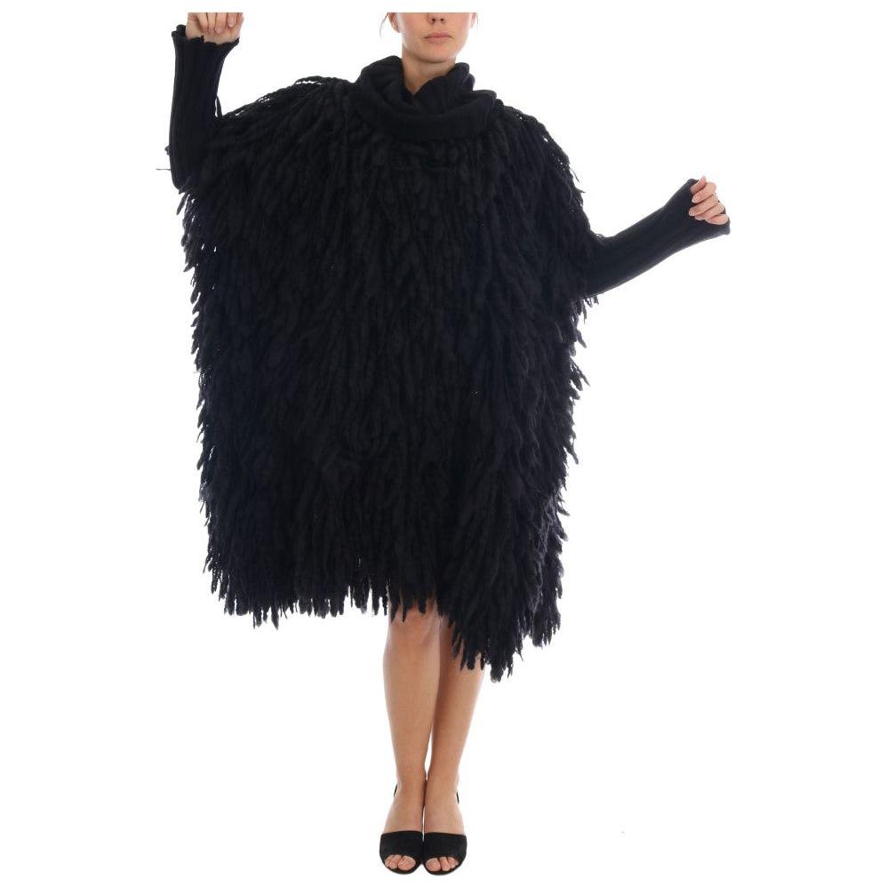 Dolce & Gabbana Black Fringes Wool Pullover Sweater
