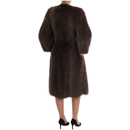 Dolce & Gabbana Brown Raccoon Fur Coat Jacket Coats & Jackets