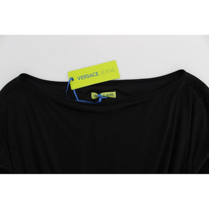Versace Jeans Black Modal Silk Shift Knee Dress Dress
