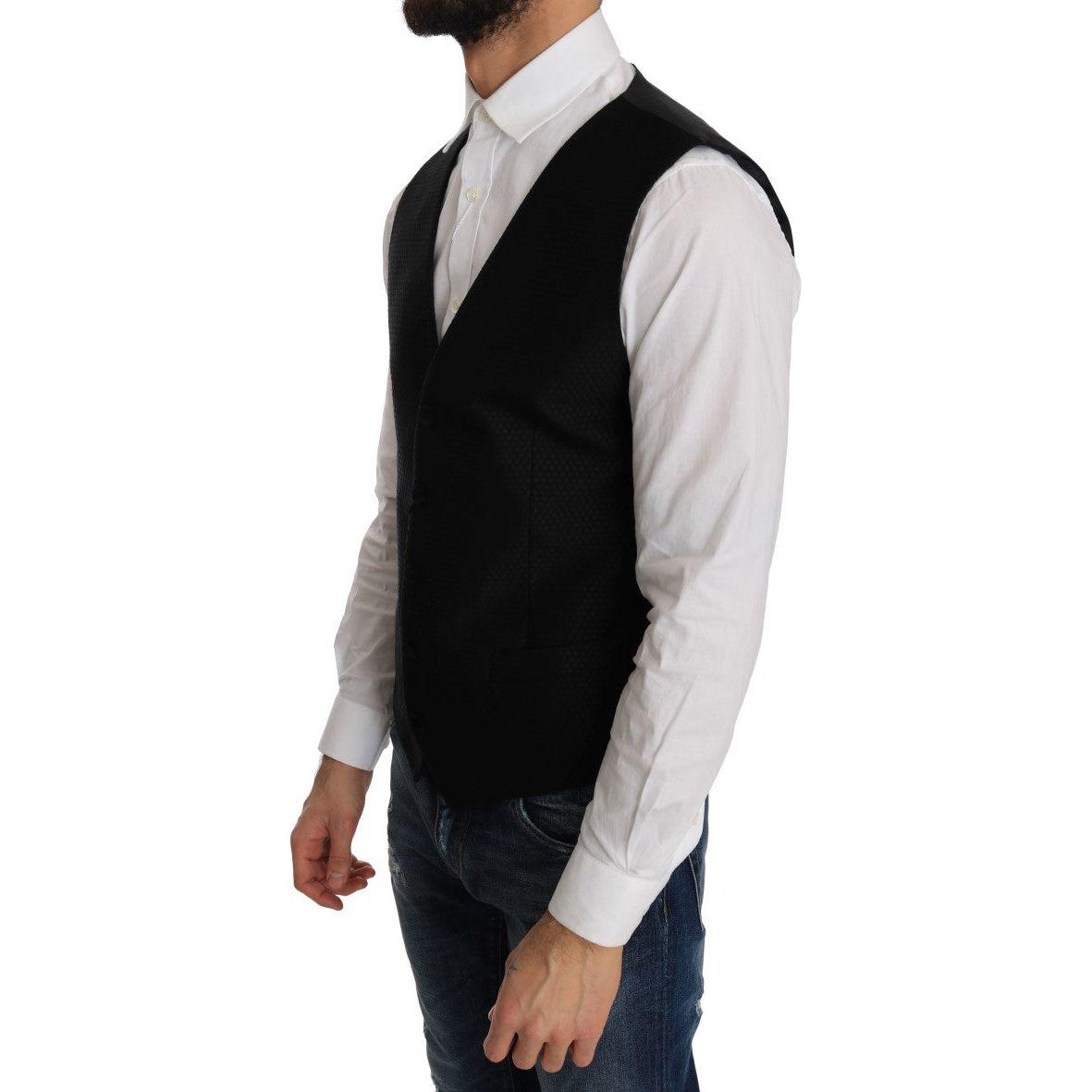 Dolce & Gabbana Black Polka Dot Pattern Vest