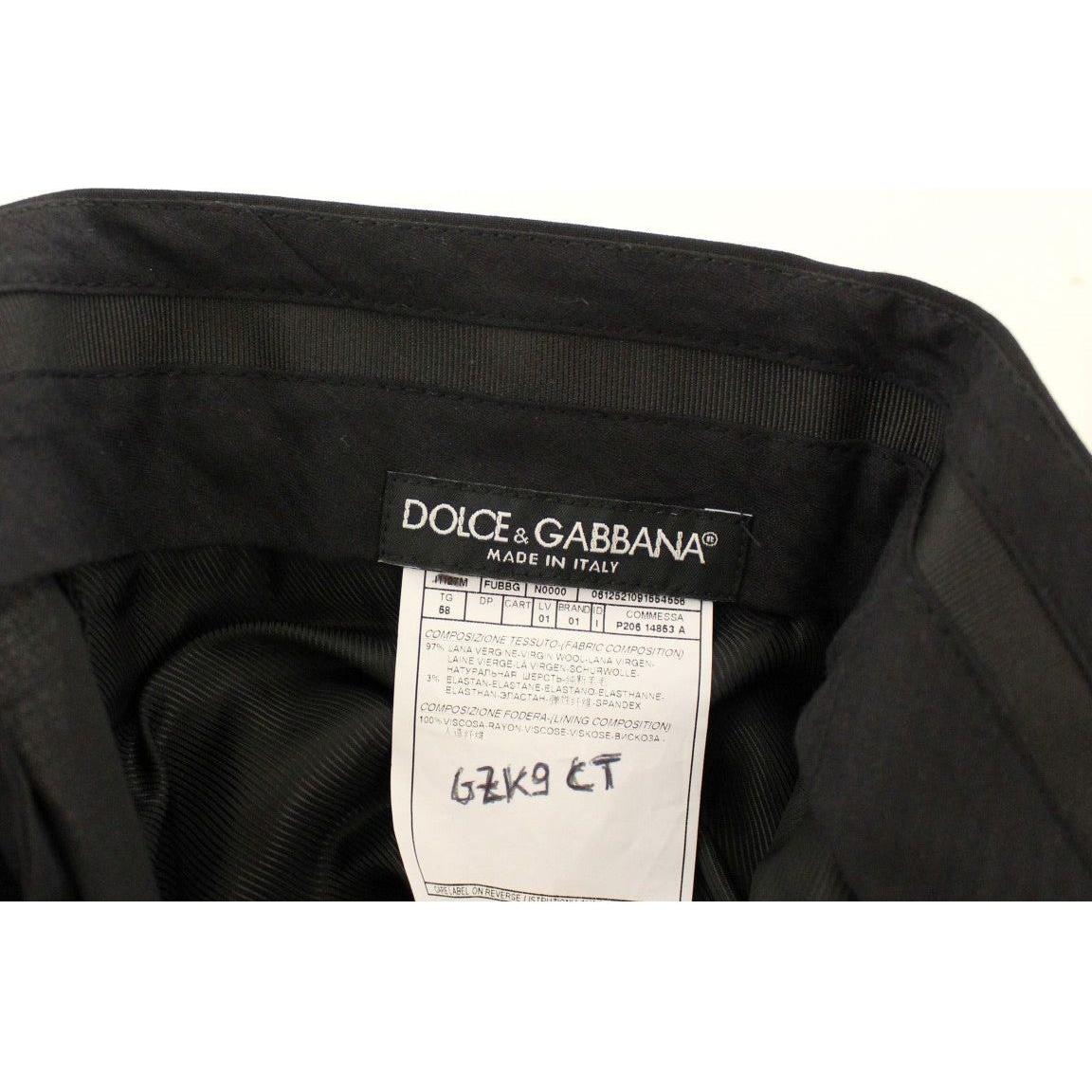 Dolce & Gabbana Black Wool Stretch Pleated Pants Jeans & Pants
