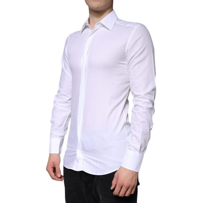 Dolce & Gabbana White Cotton Formal Men GOLD Dress Shirt