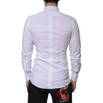 Dolce & Gabbana White Cotton Formal Men GOLD Dress Shirt