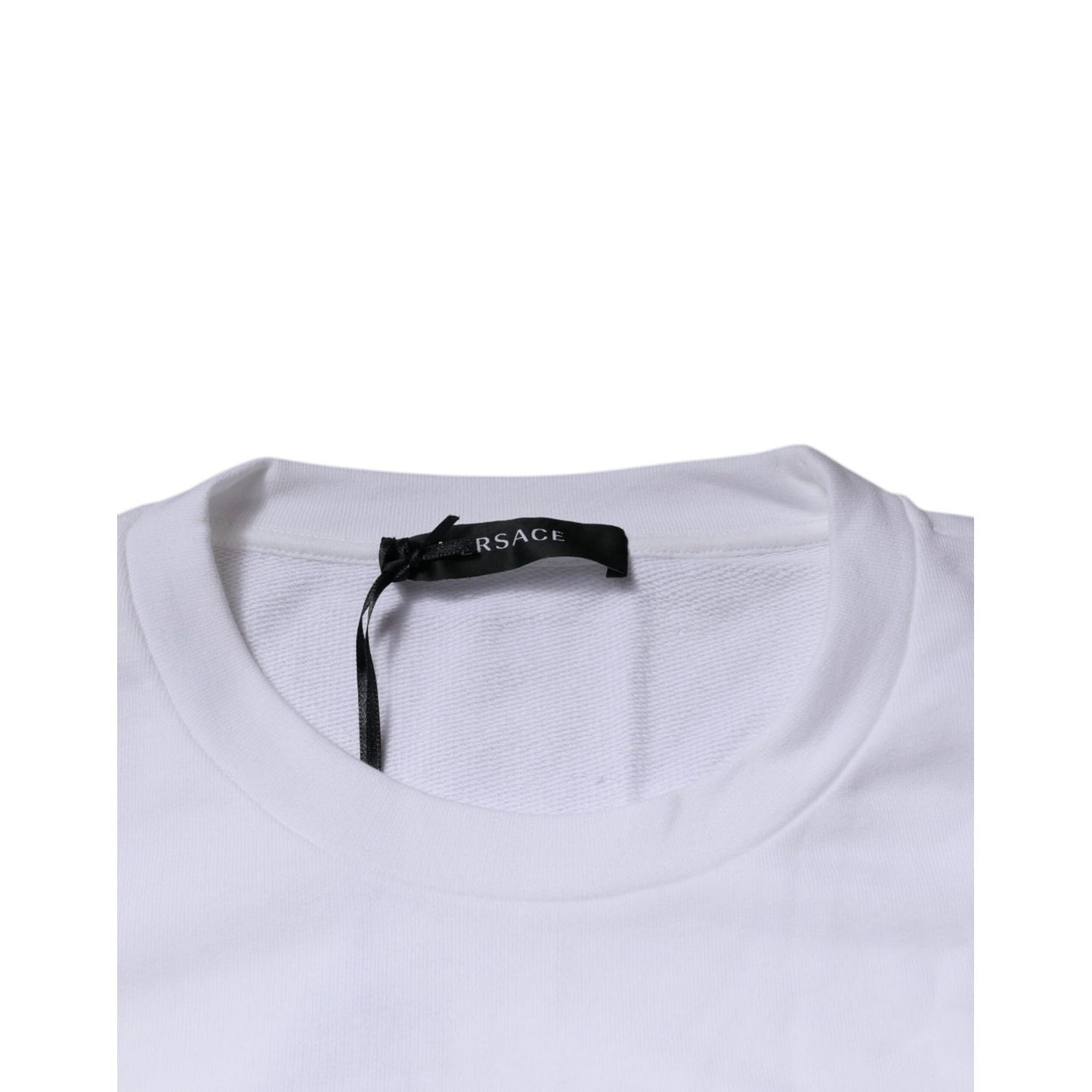 Versace White Medusa Embroidery Crew Neck Pullover Sweater
