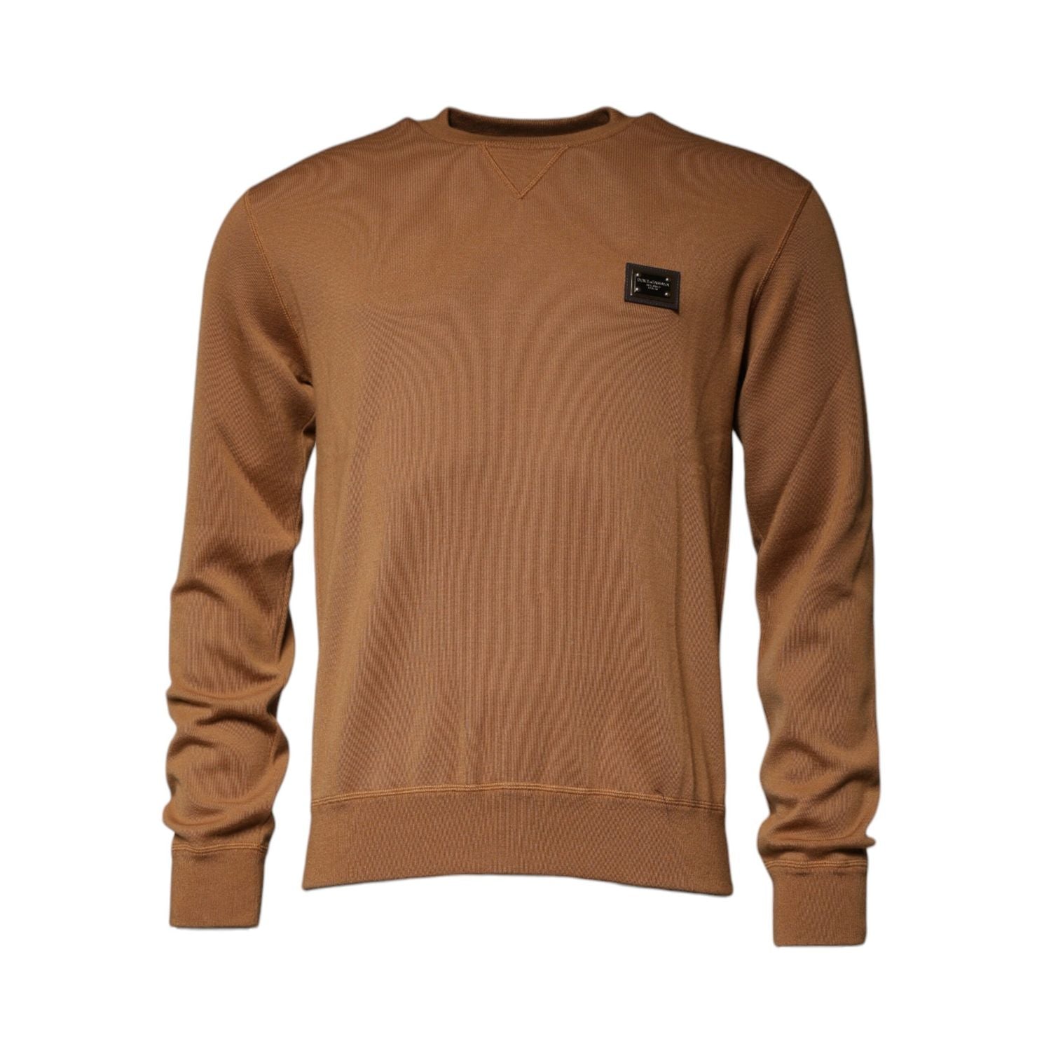 Dolce & Gabbana Brown Logo Plaque Crew Neck Pullover Sweater