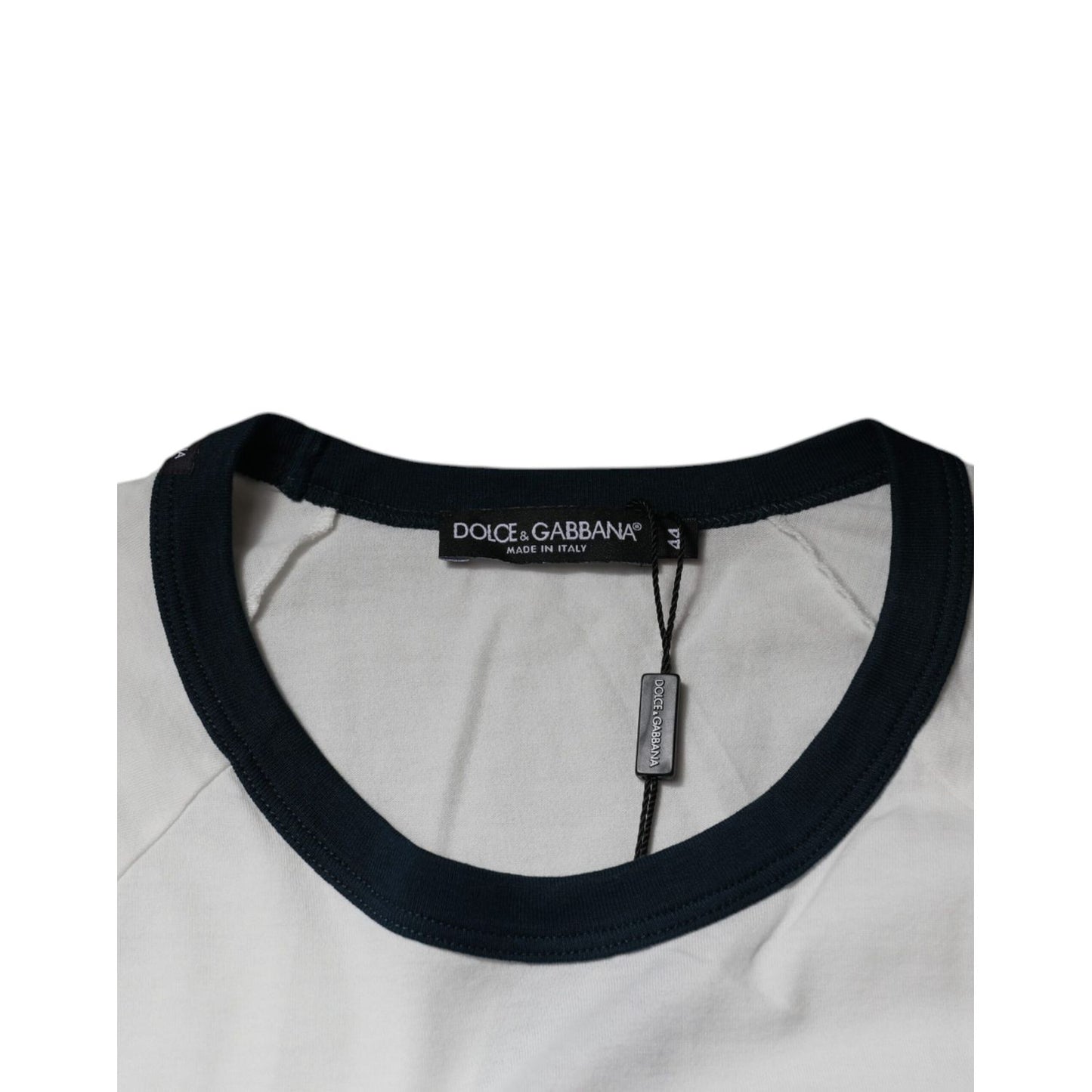Dolce & Gabbana White DG Crown Cotton Crew Neck T-shirt