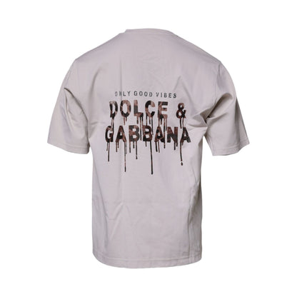 Dolce & Gabbana Beige DG Logo Crew Neck Short Sleeves T-shirt