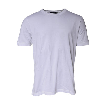 Dolce & Gabbana White Cotton Crew Neck Short Sleeves T-shirt