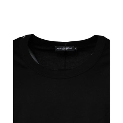 Dolce & Gabbana Black Cotton Round Neck Sleeveless T-shirt